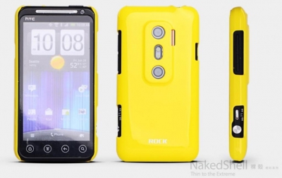 Пластиковый чехол Rock для HTC EVO 3D желтый