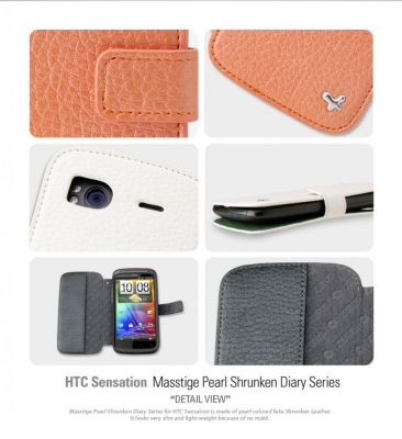 Чехол кожаный Zenus для HTC SENSATION жемчужно-черный