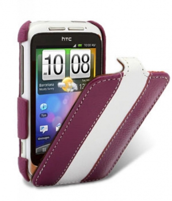 Чехол кожаный Melkco Jacka Type Limited для HTC Wildfire S фиолетовый-белый
