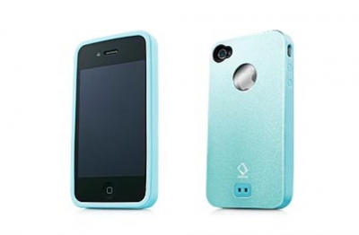 Чехол противоударный Capdase Alumor Jacket Elli MTIH4-51CC для Apple Iphone 4 светло-голубой