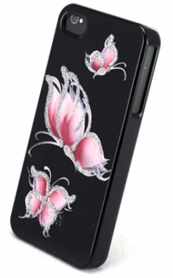 Чехол пластиковый iCover Butterfly для Apple iPhone 5 черный-розовый IP5-HP