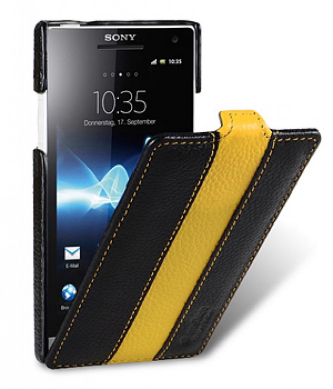 Чехол кожаный Melkco Jacka Type Limited для Sony Xperia S LT26i черный-желтый