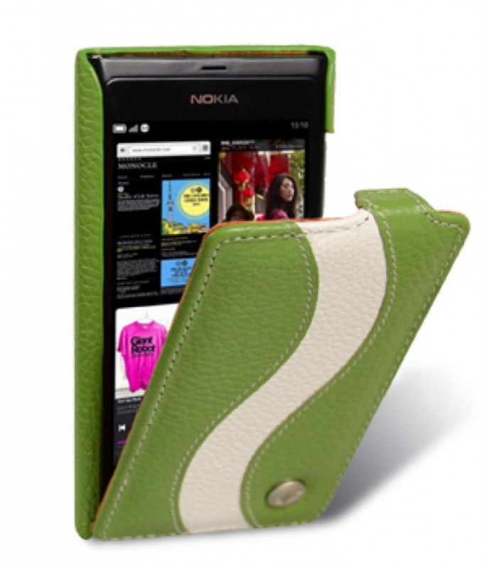 Чехол кожаный Melkco Jacka Type Special для Nokia N9 зеленый-белый