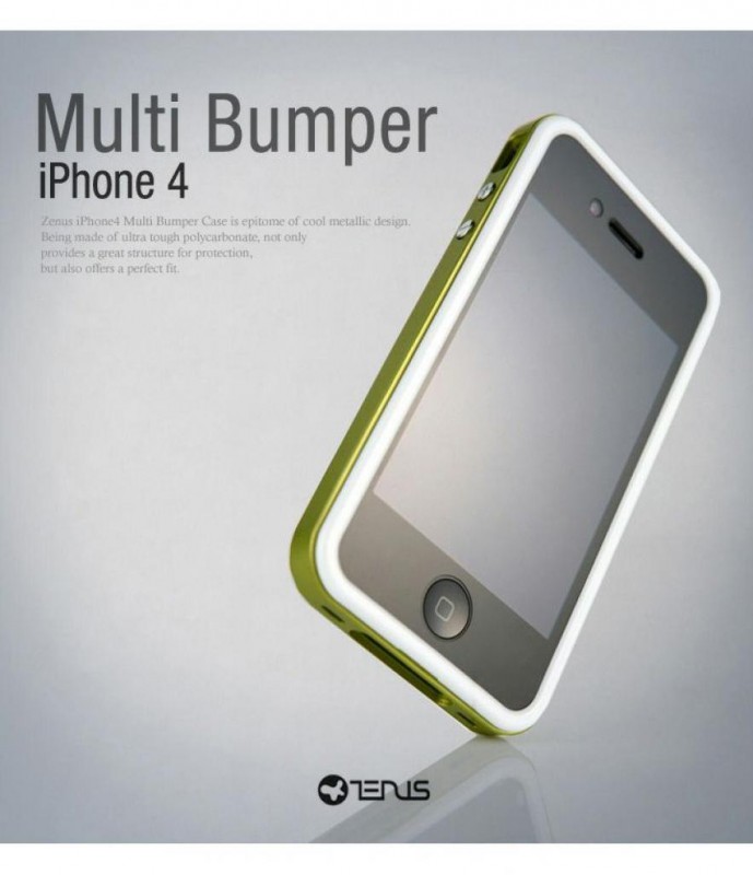 Чехол Zenus Multi Bumper для Apple Iphone 4 белый-лаймовый