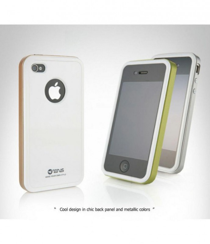 Чехол Zenus Multi Bumper для Apple Iphone 4 белый-серебристый металлик