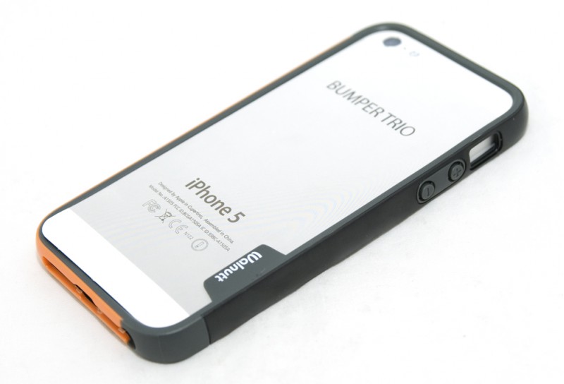 Чехол Zenus Wallnutt Bumper для Apple iPhone 5 черный-оранжевый