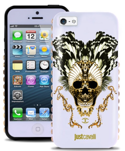 Чехол гелевый c заклепками Just Cavalli Scull JCIPC5SKULLWHI для Apple iPhone 5 белый