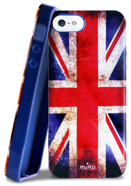 Чехол гелевый PURO UK Flag для Apple iPhone 5 белый