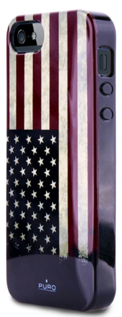 Чехол гелевый PURO USA Flag для Apple iPhone 5 черный