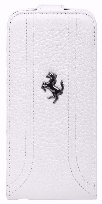 Чехол кожаный Ferrari FF-Collection FEFFFLP5FW для Apple iPhone 5 белый