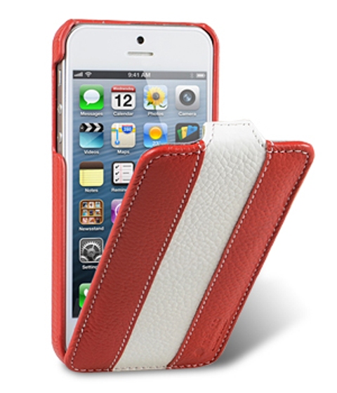 Чехол кожаный Melkco Jacka Type Limited для Apple iPhone 5 красный-белый