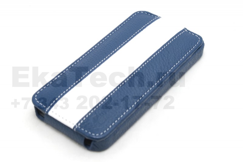 Чехол кожаный Melkco Jacka Type Limited для Apple iPhone 5 синий-белый
