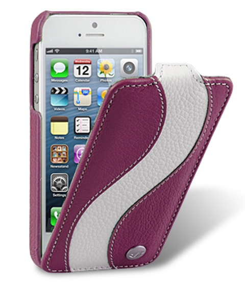 Чехол кожаный Melkco Jacka Type Special для Apple iPhone 5 фиолетовый-белый