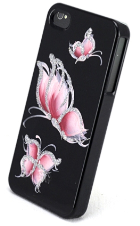 Чехол пластиковый iCover Butterfly для Apple iPhone 5 черный-розовый IP5-HP