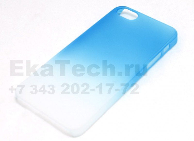 Чехол пластиковый JustinCase SoftTouch Gradient Type для Apple iPhone 5 голубой-белый
